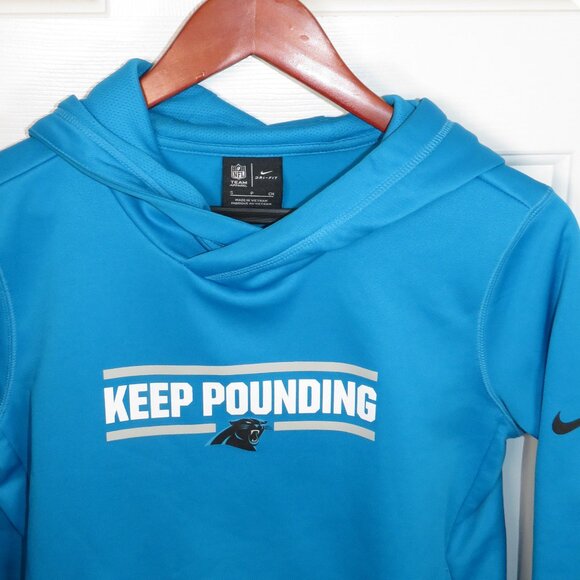 Carolina Panthers Hoodie Womens Small Blue Nike Dri Fit NFL Sweatshirt Pullover - Picture 1 of 4